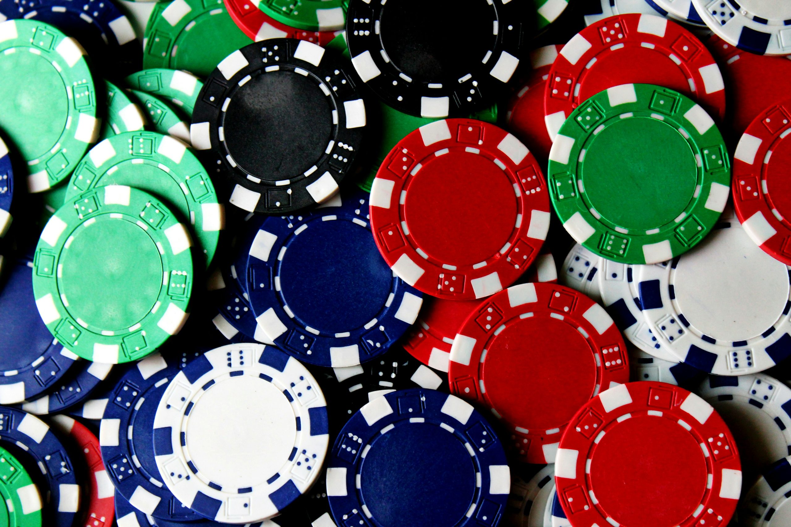 Poker chips on table