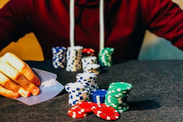 Poker player with chips