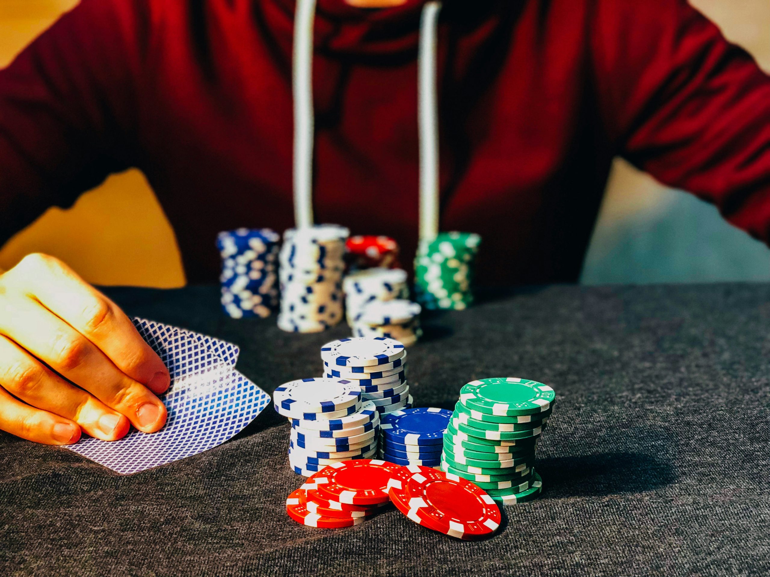 Poker player with chips