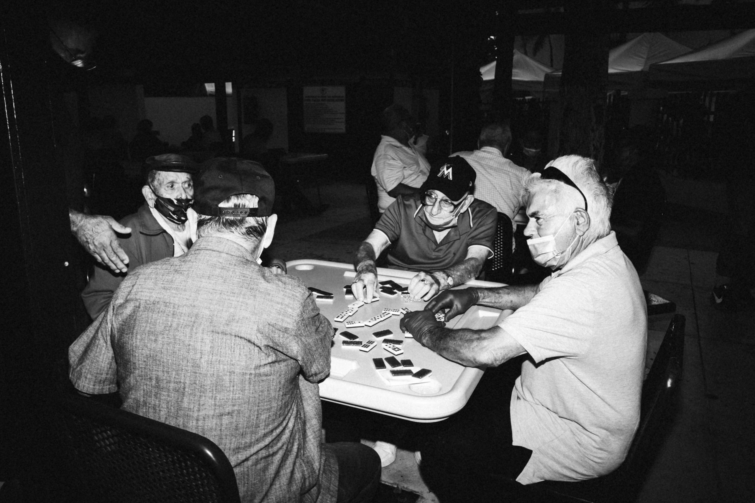 Poker players in black and white