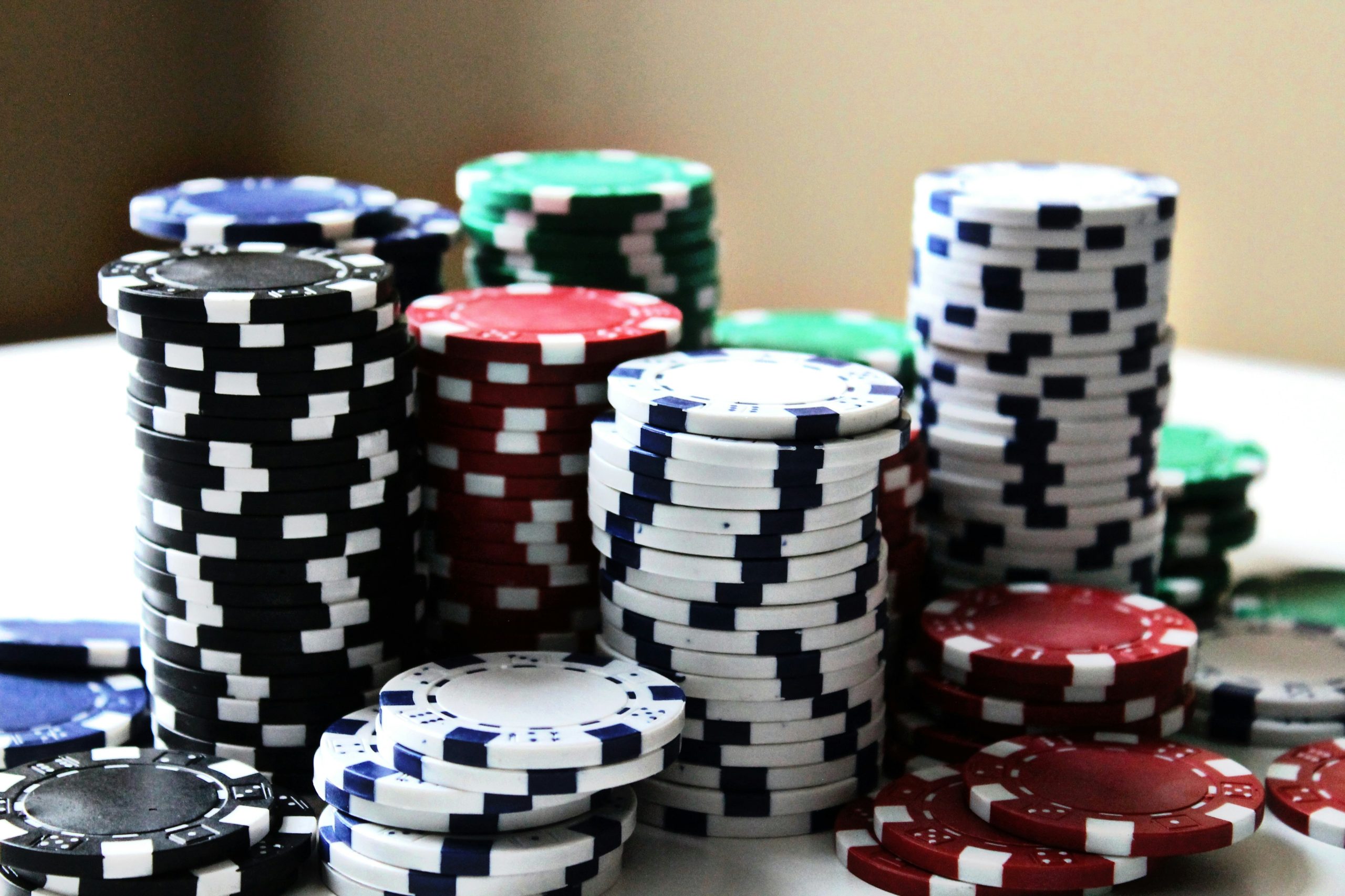 Poker chips stacked