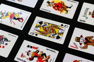 Playing cards spread out