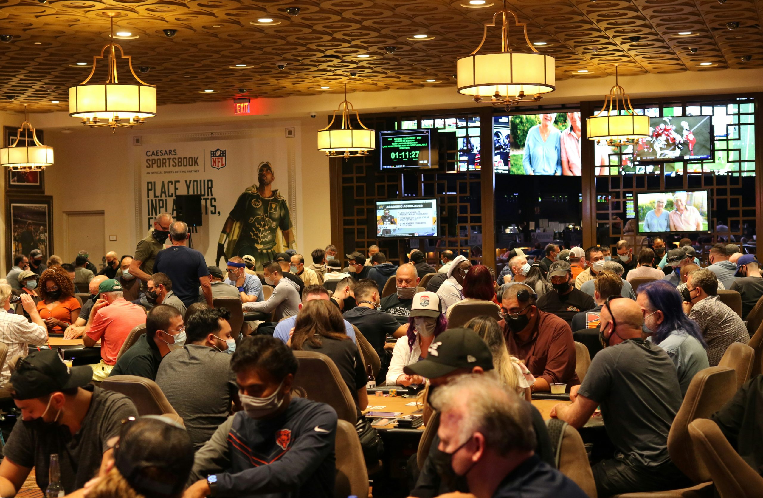 Poker players in casino